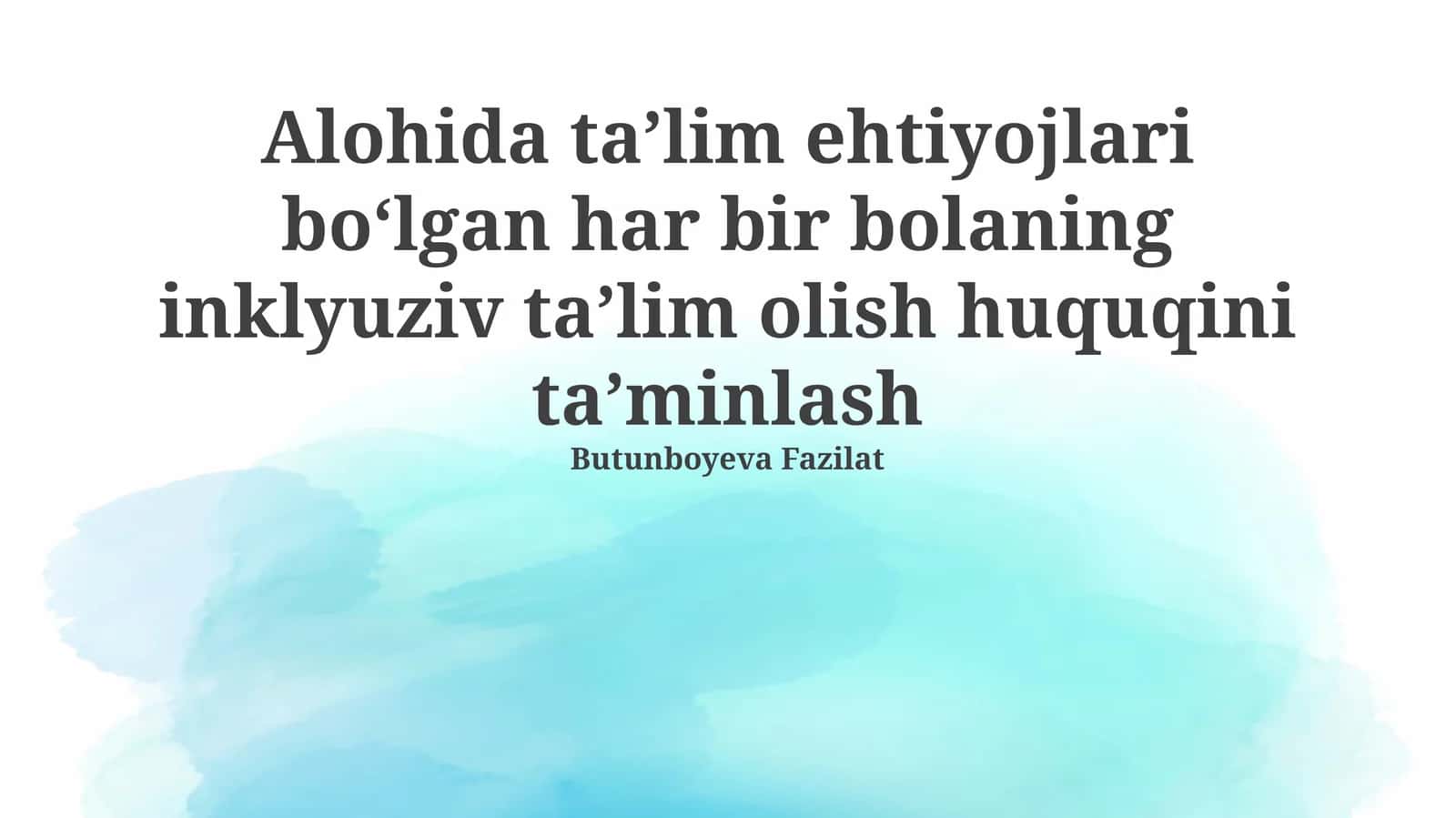 Maxsus ta'limga muhtoj bolaning inklyuziv ta'limini olish huquqini ta'minlash 1