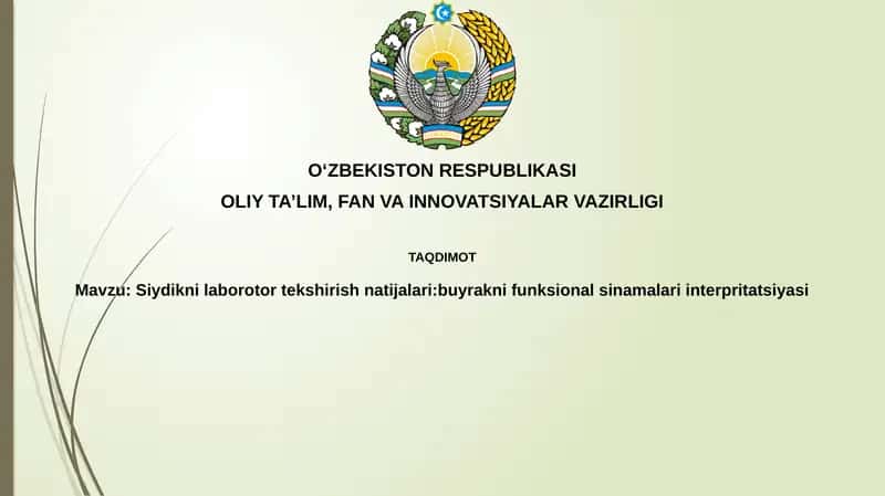 Siydikni laboratoriya tekshirish natijalari 1