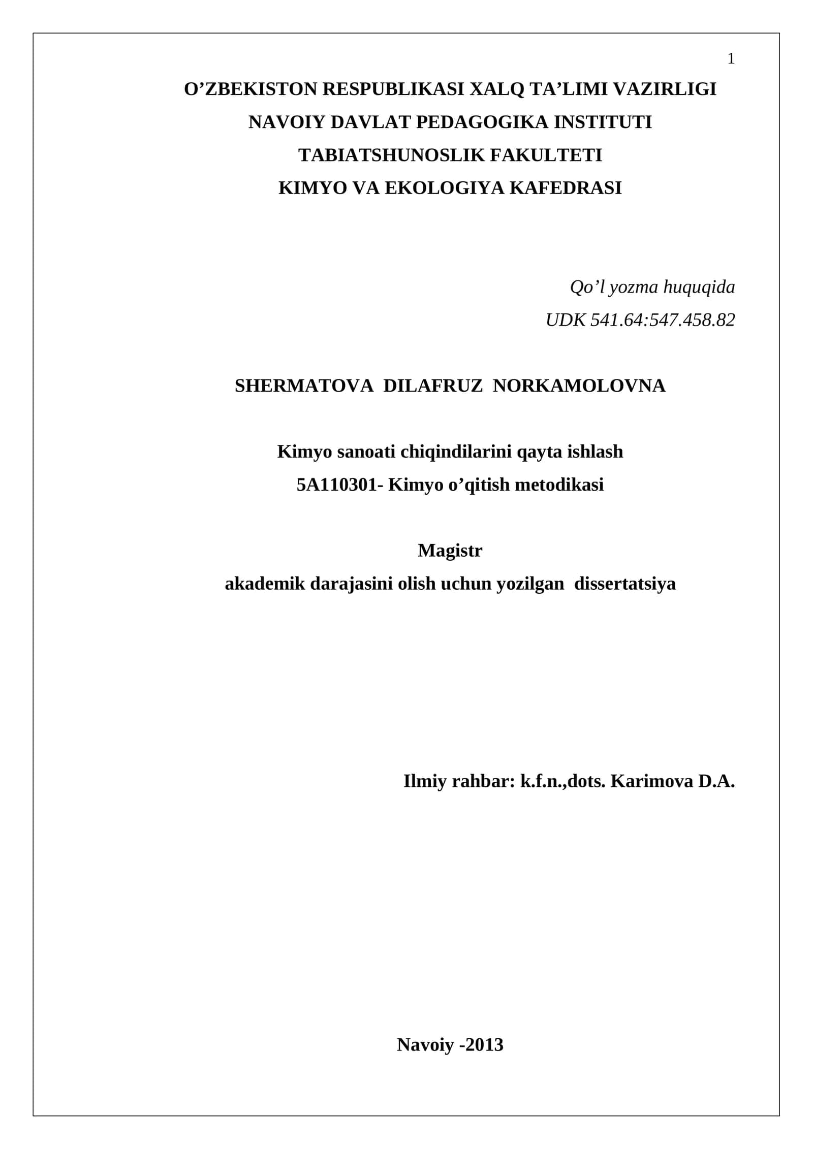 Kimyo sanoati chiqindilarini qayta ishlash 1