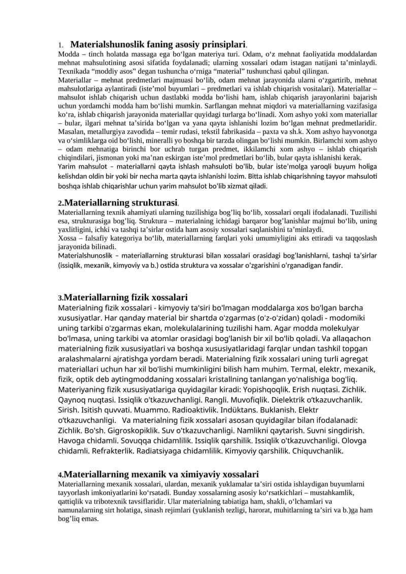 Materialshunoslik faning asosiy prinsiplari 1
