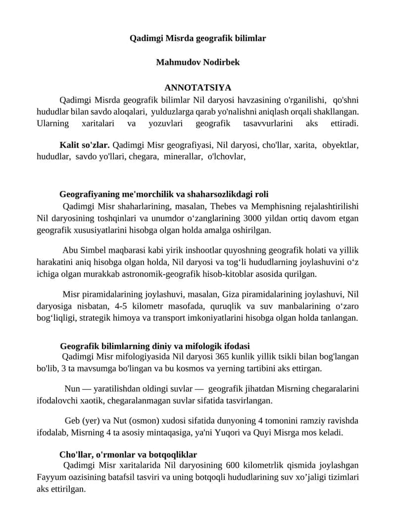 Qadimgi Misrda geografik bilimlar 1