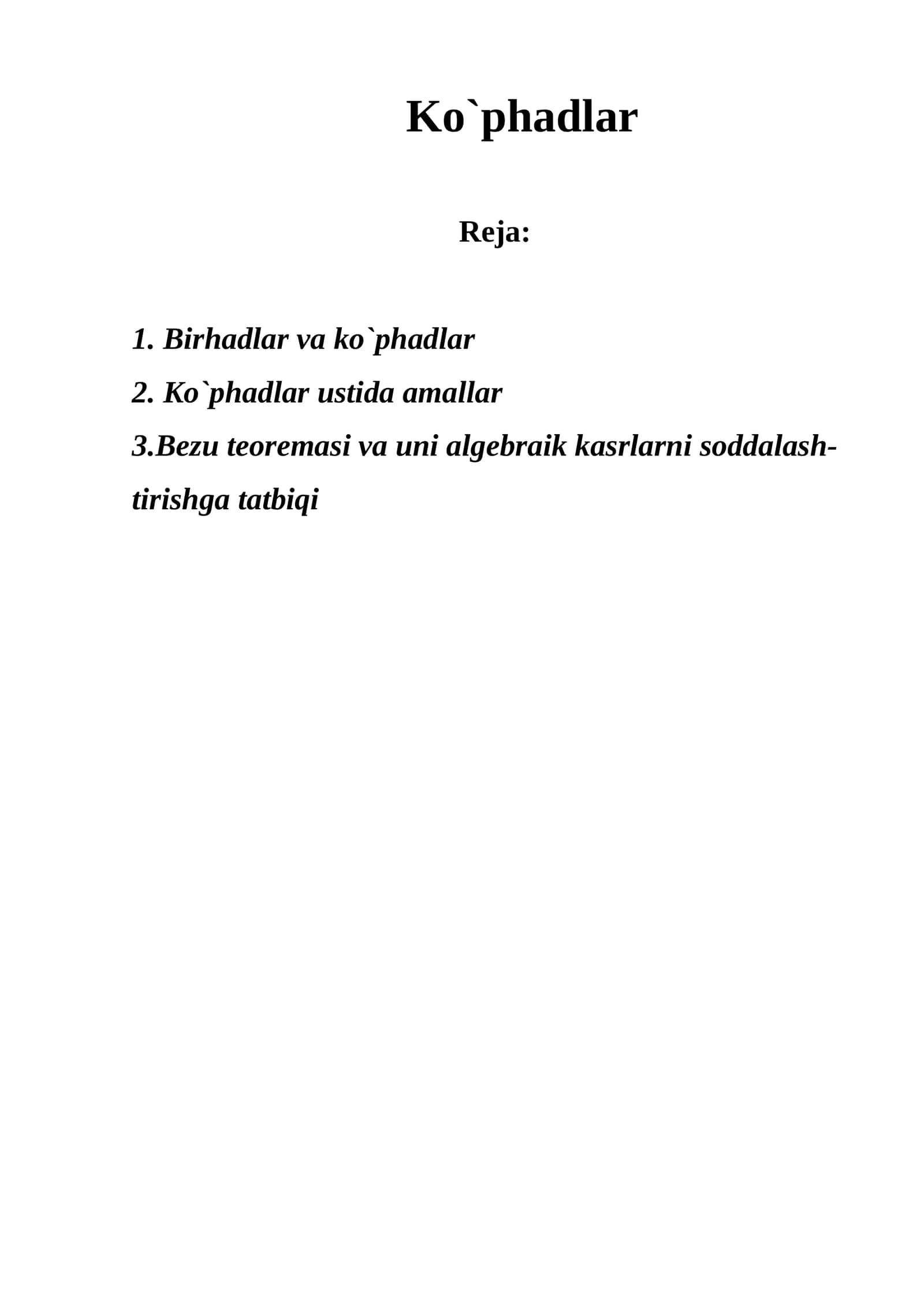 Ko`phadlar 1