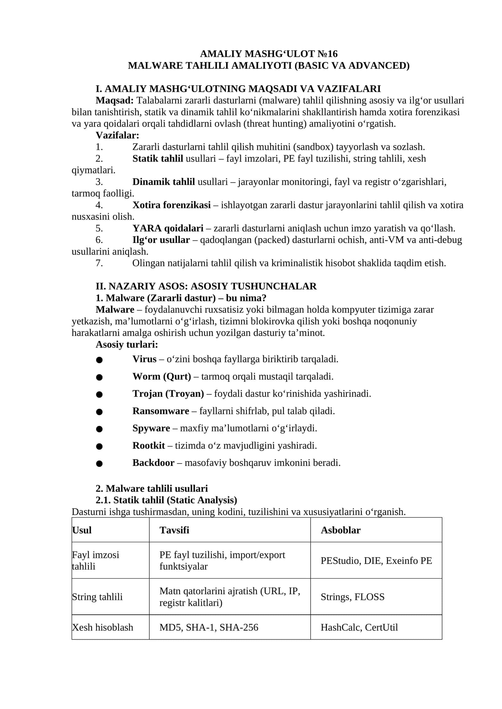MALWARE TAHLILI AMALIYOTI (BASIC VA ADVANCED) 1