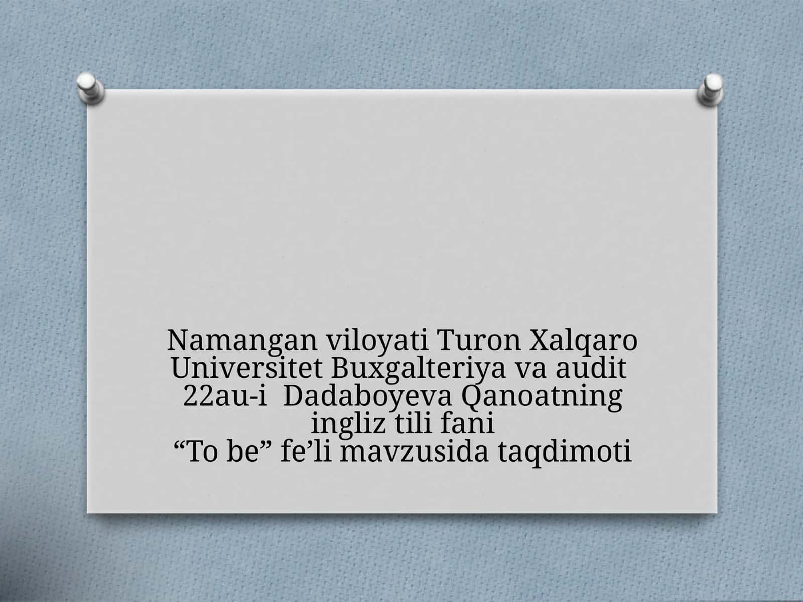 “To be” fe’li 1