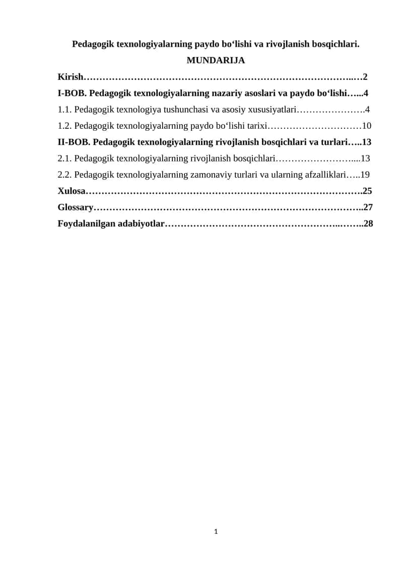 Pedagogik texnologiyalarning paydo boʻlishi va rivojlanish bosqichlari 1