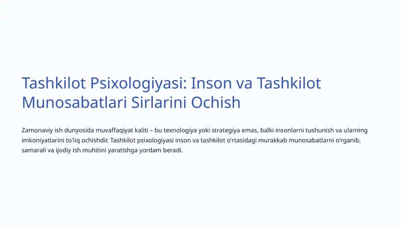 Tashkilot Psixologiyasi 1