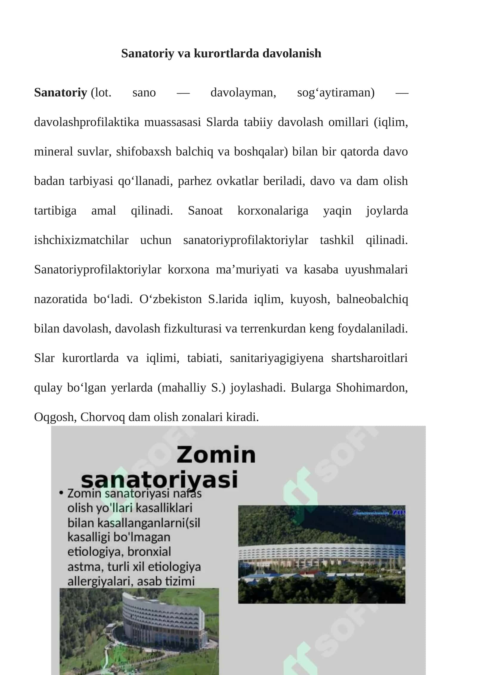 Sanatoriy va kurortlarda davolanish 1
