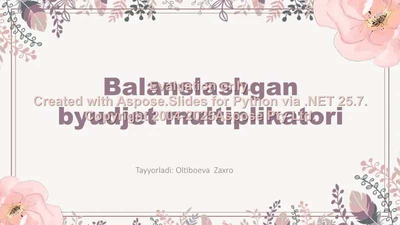 Balanslashgan byudjet multiplikatori 1
