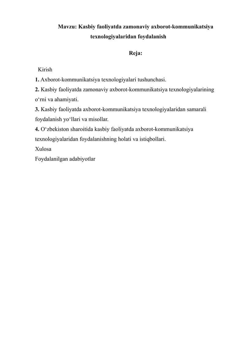 Kasbiy faoliyatda zamonaviy axborot-kommunikatsiya texnologiyalaridan foydalanish 1