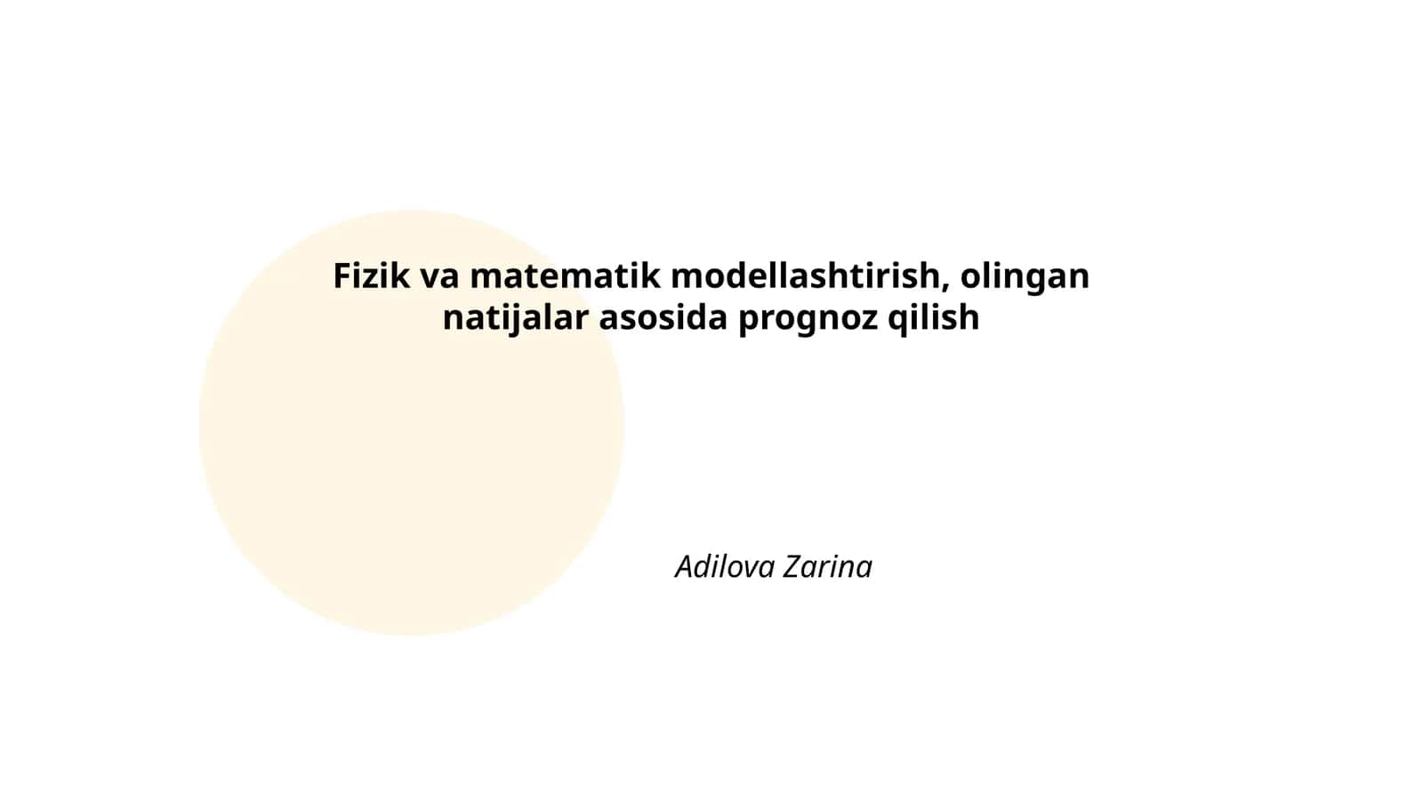 Fizik va matematik modellashtirish 1