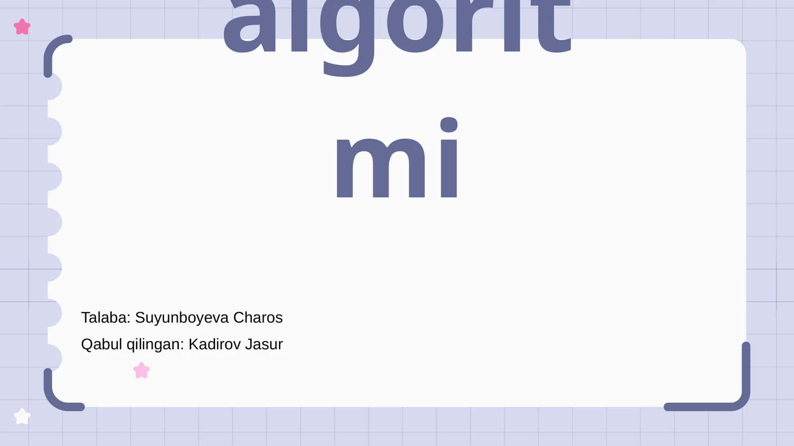 O‘nli sanoq sistemasidagi nomanfiy butun sonlari arifmetik amallarining algoritmi 1