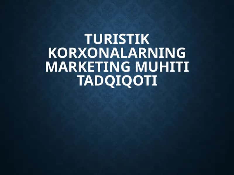 Turistik korxonalarning marketing muhiti tadqiqoti 1