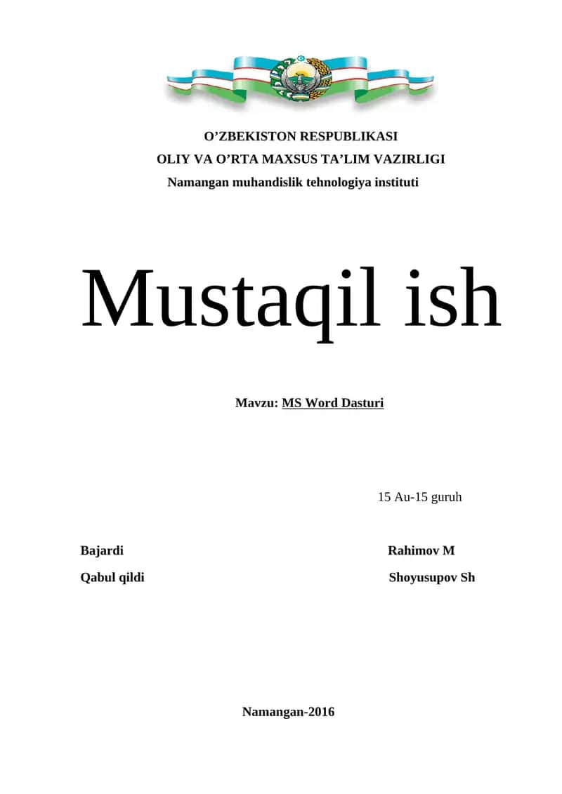 MS Word Dasturi 1