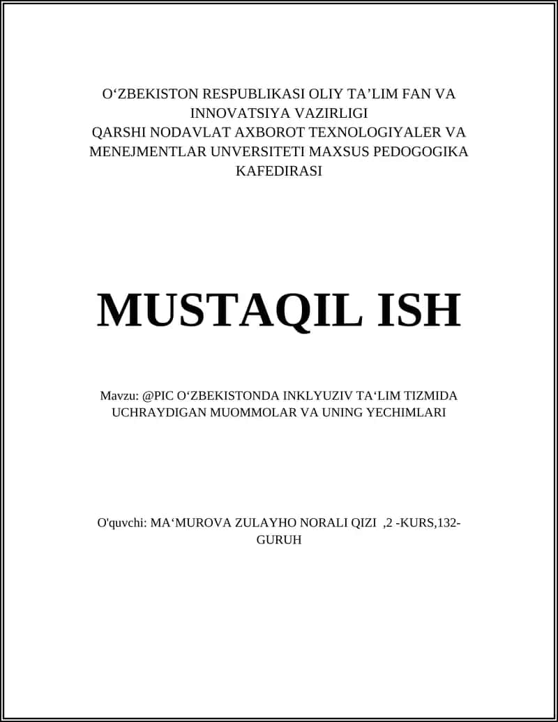 @PIC O‘ZBEKISTONDA INKLYUZIV TA‘LIM TIZMIDA UCHRAYDIGAN MUOMMOLAR VA UNING YECHIMLARI 1