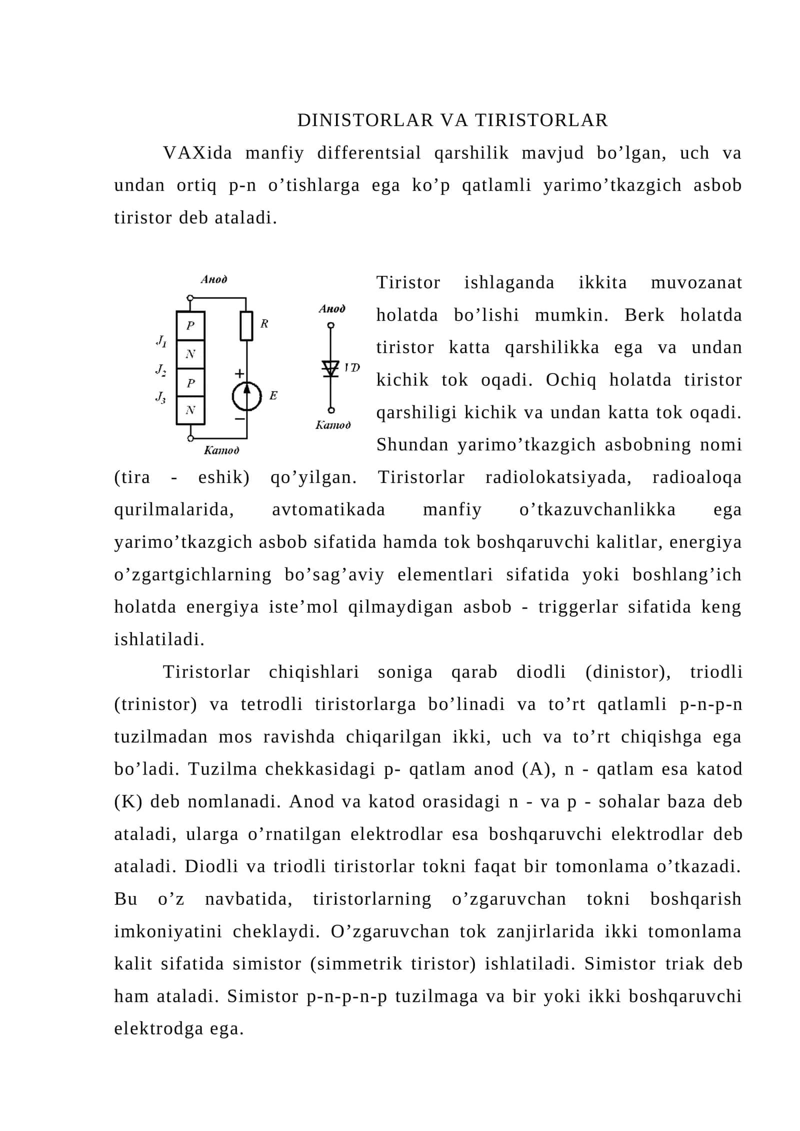 DINISTORLAR VA TIRISTORLAR 1