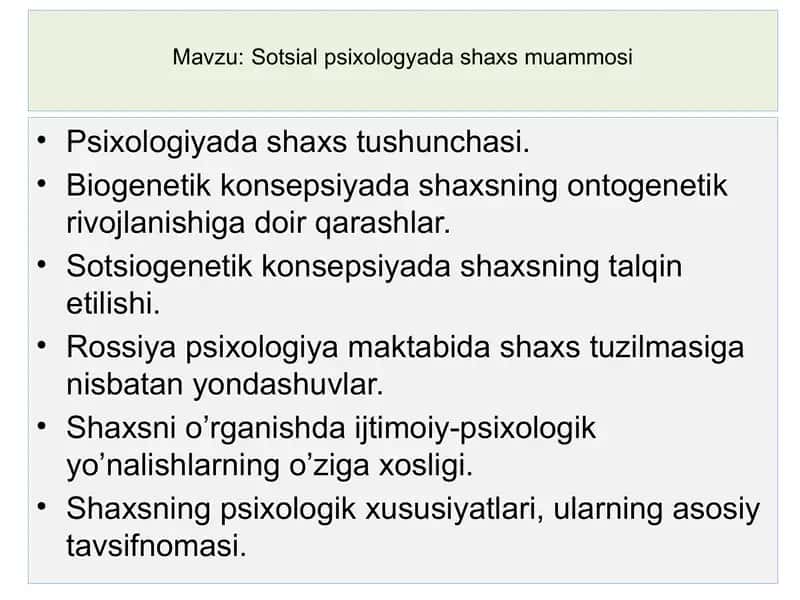 Sotsial psixologiya va shaxs muammosi 1