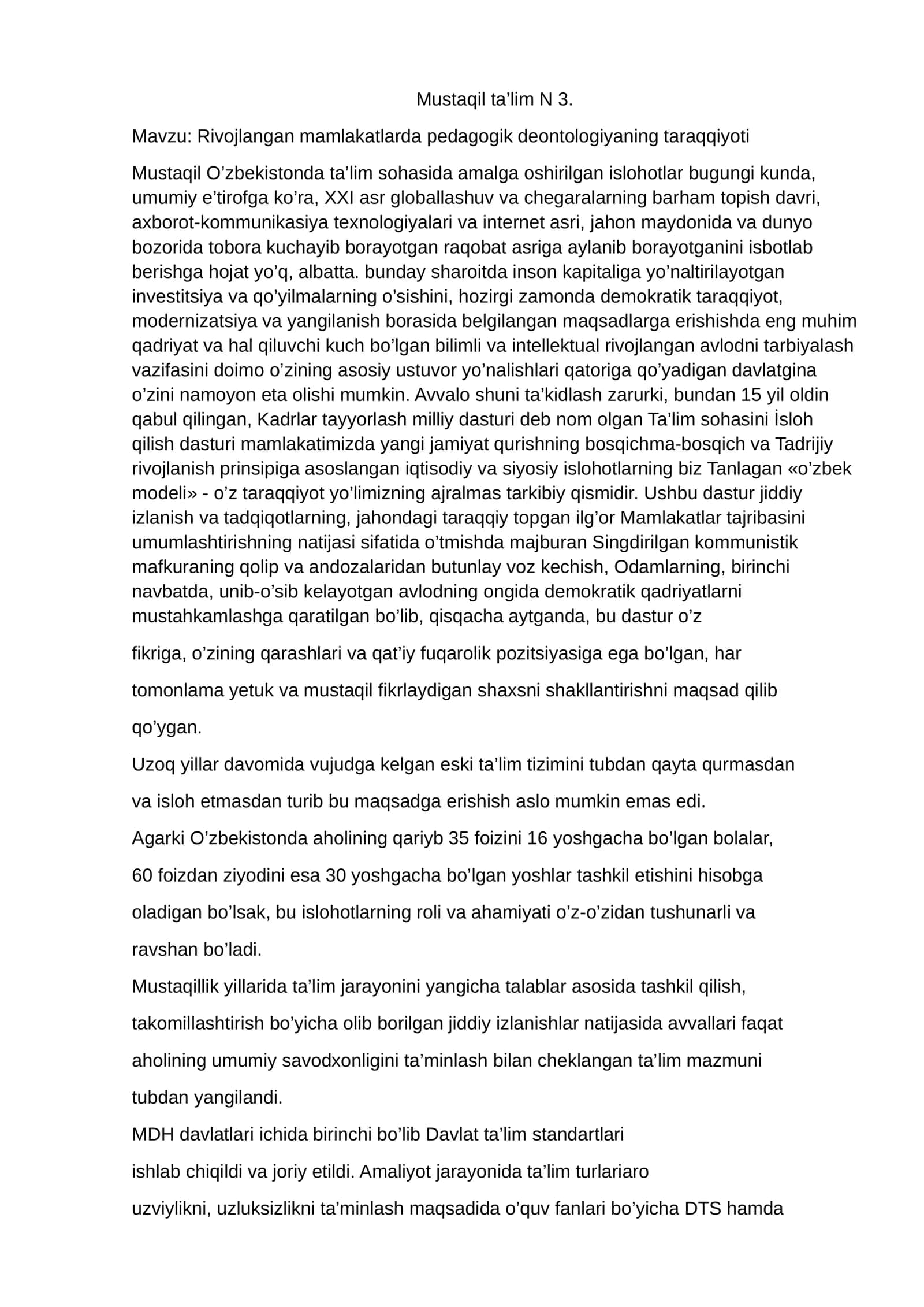 Rivojlangan mamlakatlarda pedagogik deontologiyaning taraqqiyoti 1