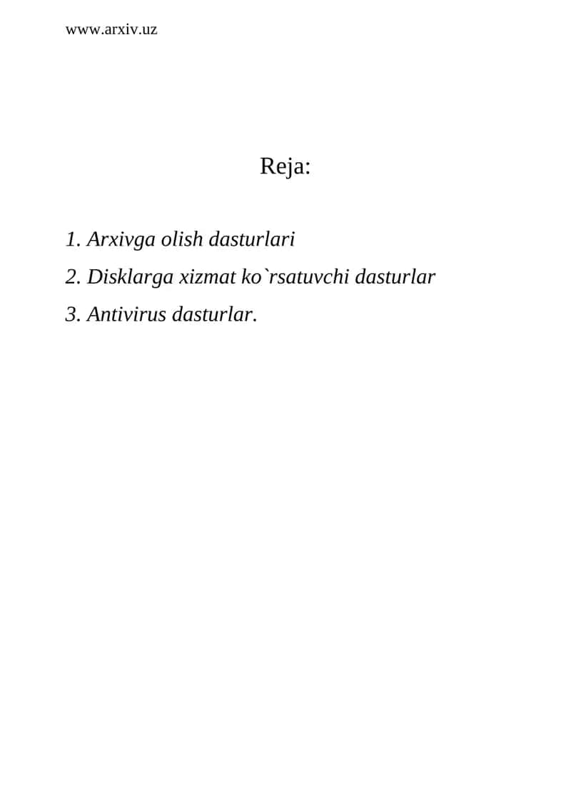 Arxivga olish dasturlari 1