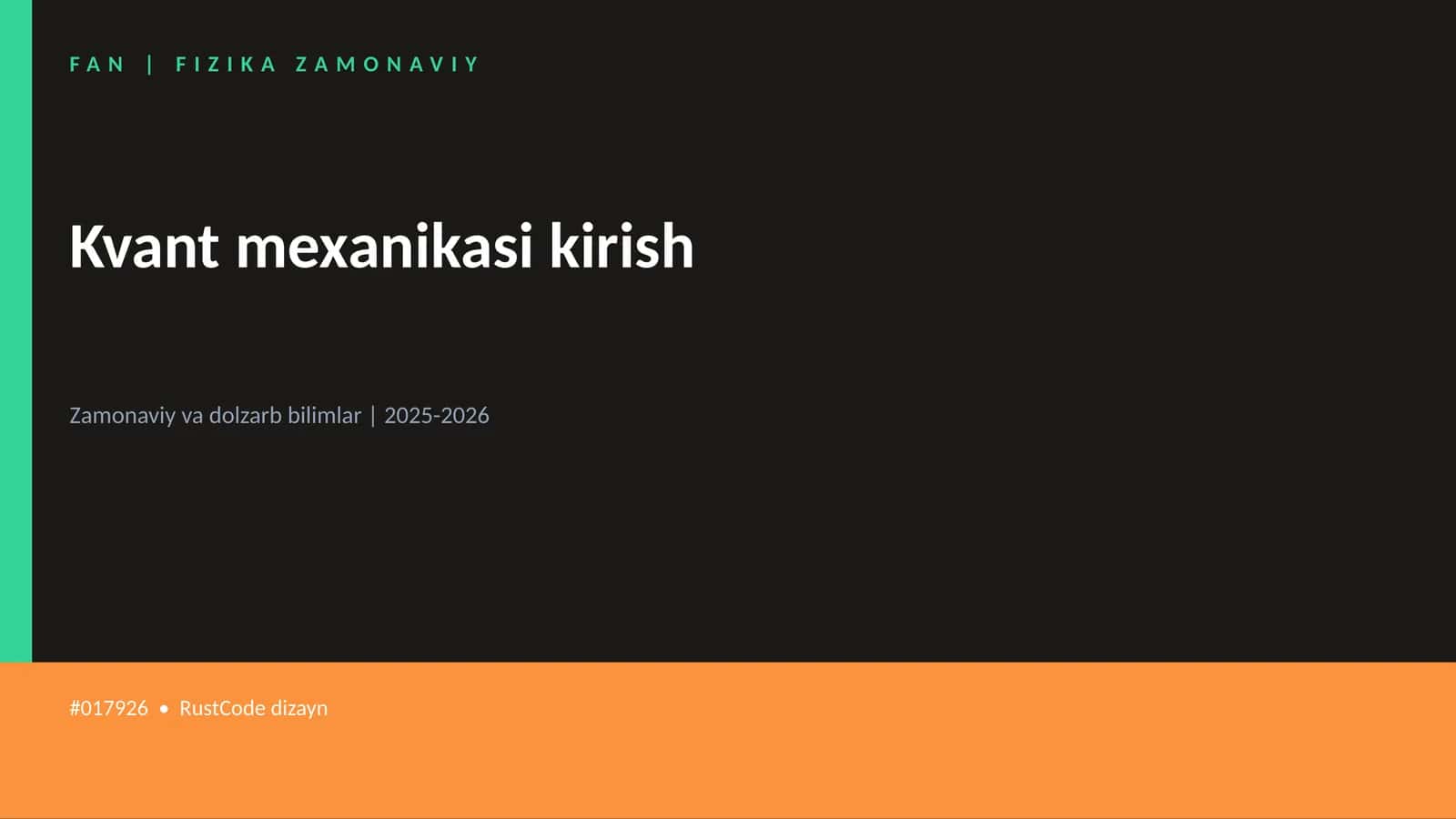 Kvant mexanikasi kirish 1