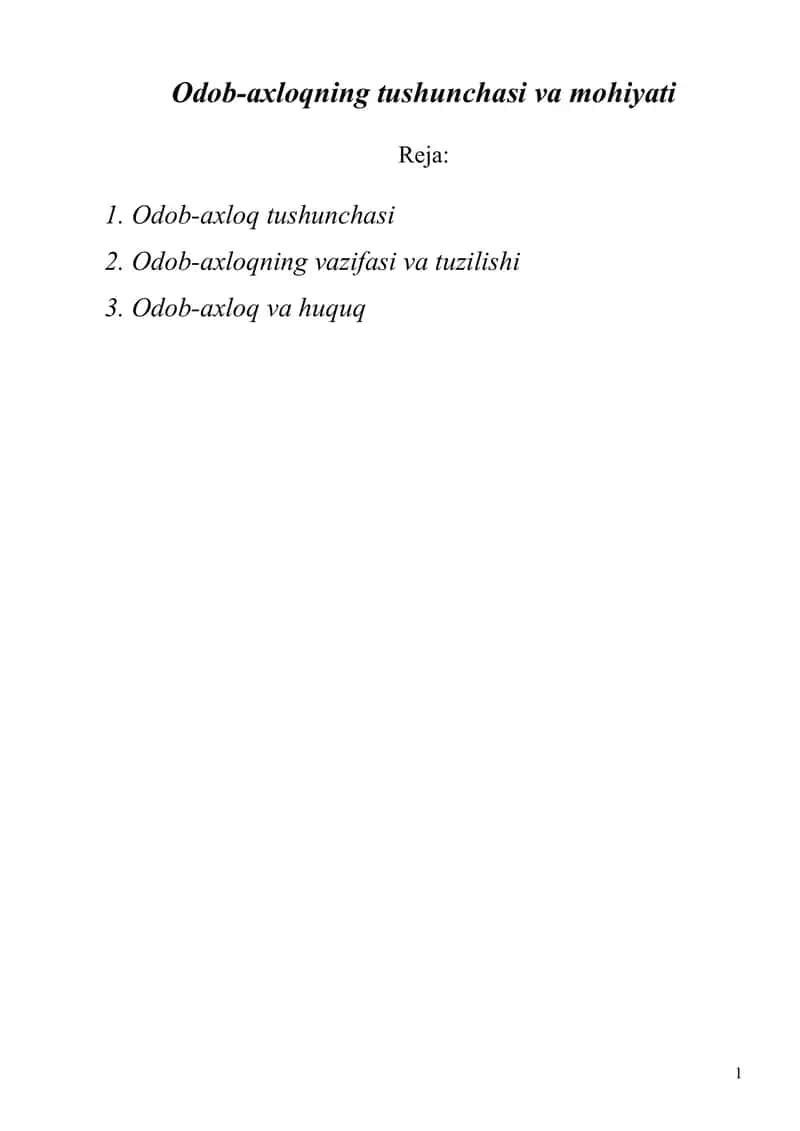 Odob-axloqning tushunchasi va mohiyati 1
