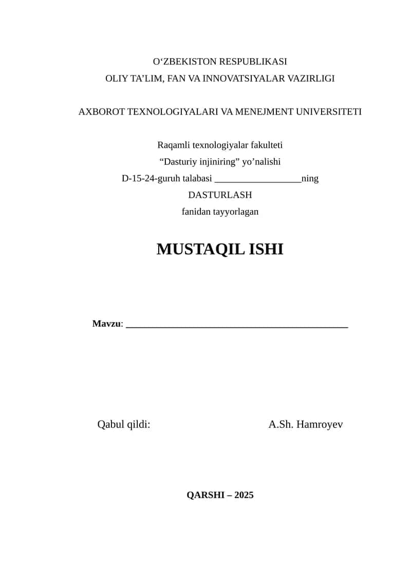 MUSTAQIL ISHI 1