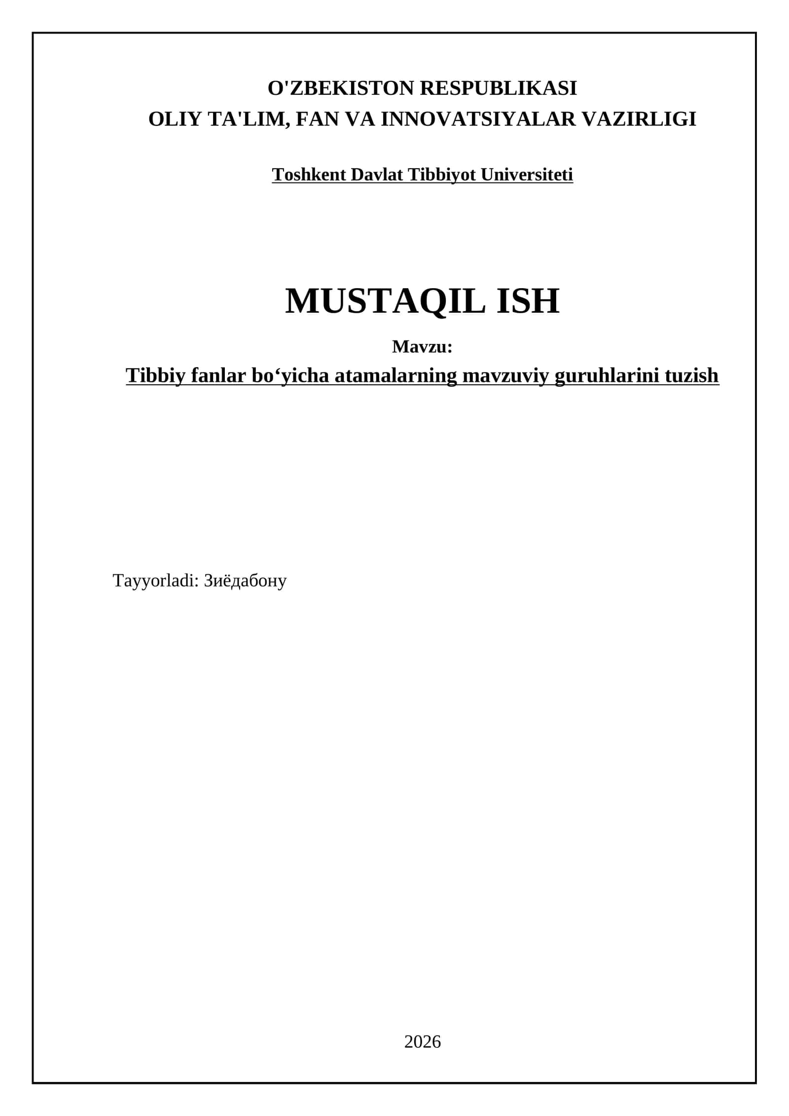 Tibbiy fanlar boʻyicha atamalarning mavzuviy guruhlarini tuzish 1