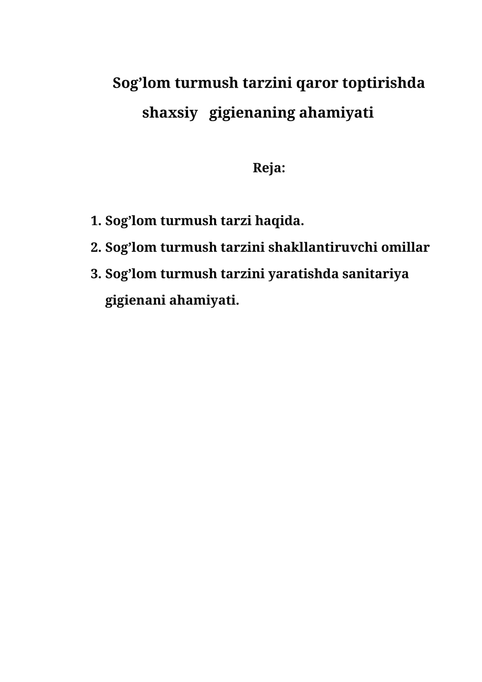 Sog’lom turmush tarzini qaror toptirishda shaxsiy gigienaning ahamiyati 1