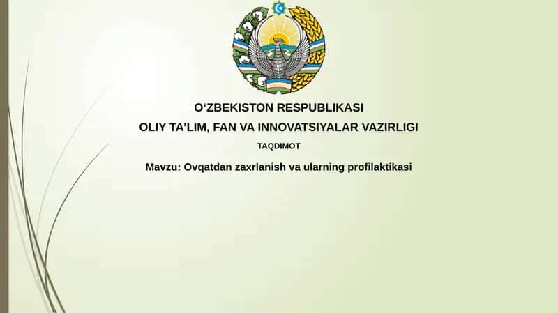 Oziq-ovqatdan zaxarlanish va ularning profilaktikasi 1