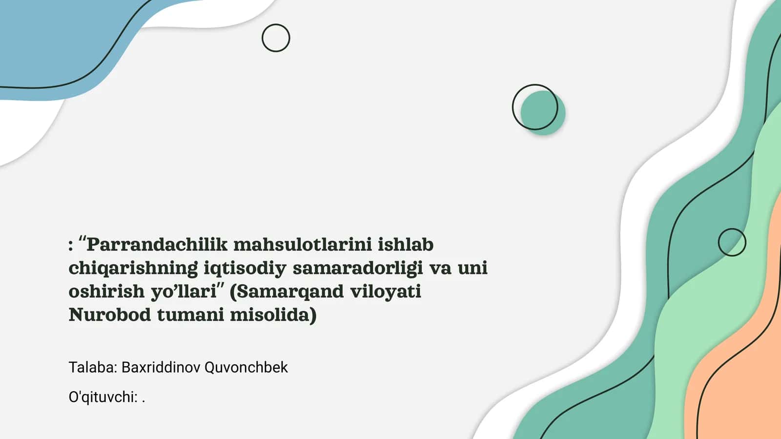Parrandachilik mahsulotlarini ishlab chiqarishning iqtisodiy samaradorligi va uni oshirish yo’llari 1