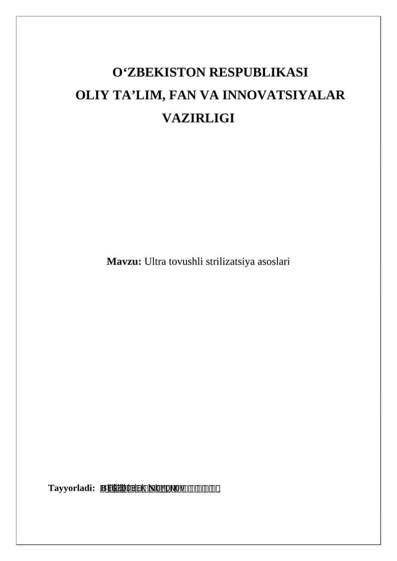 Ultra tovushli strilizatsiya asoslari 1