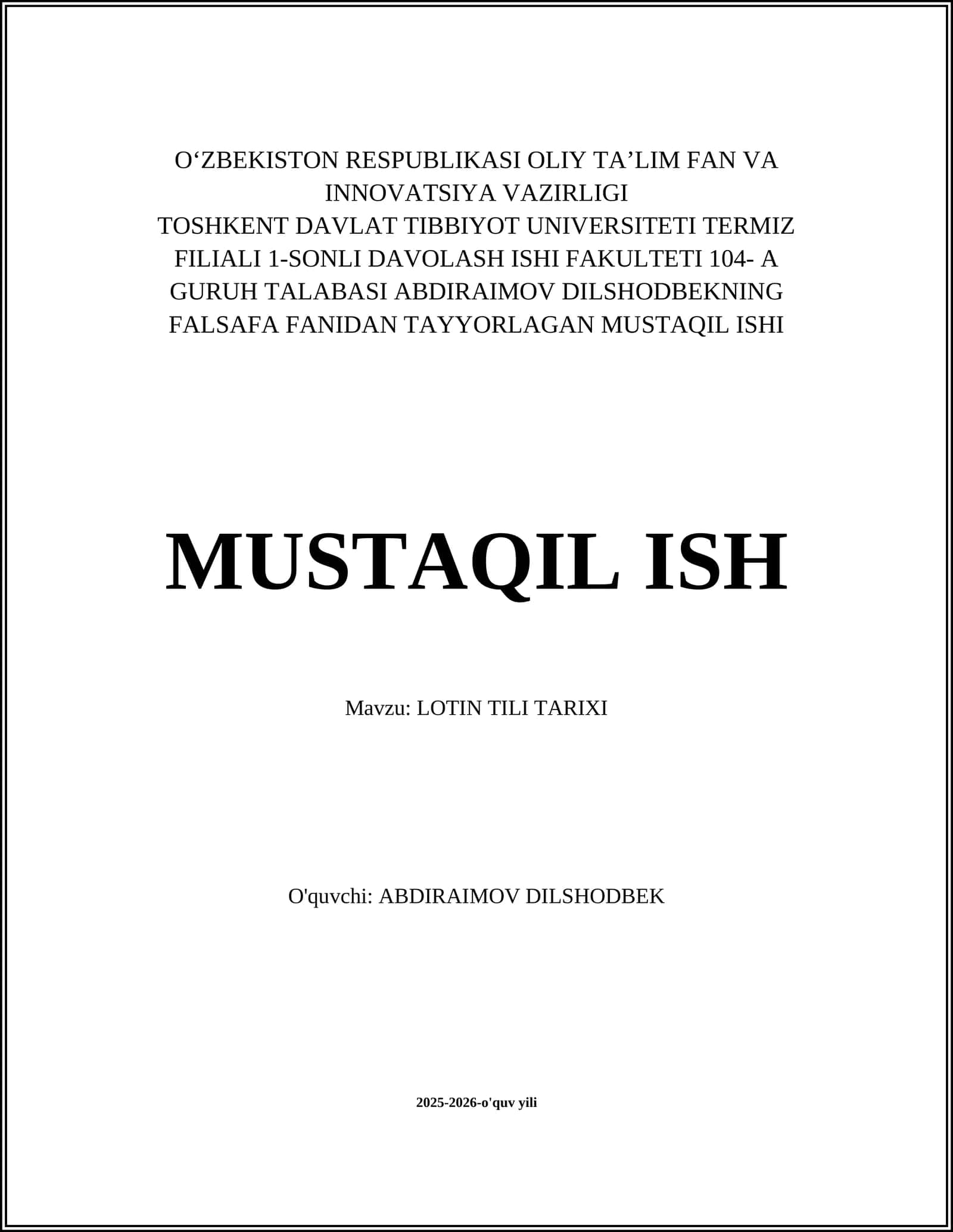 LOTIN TILI TARIXI 1
