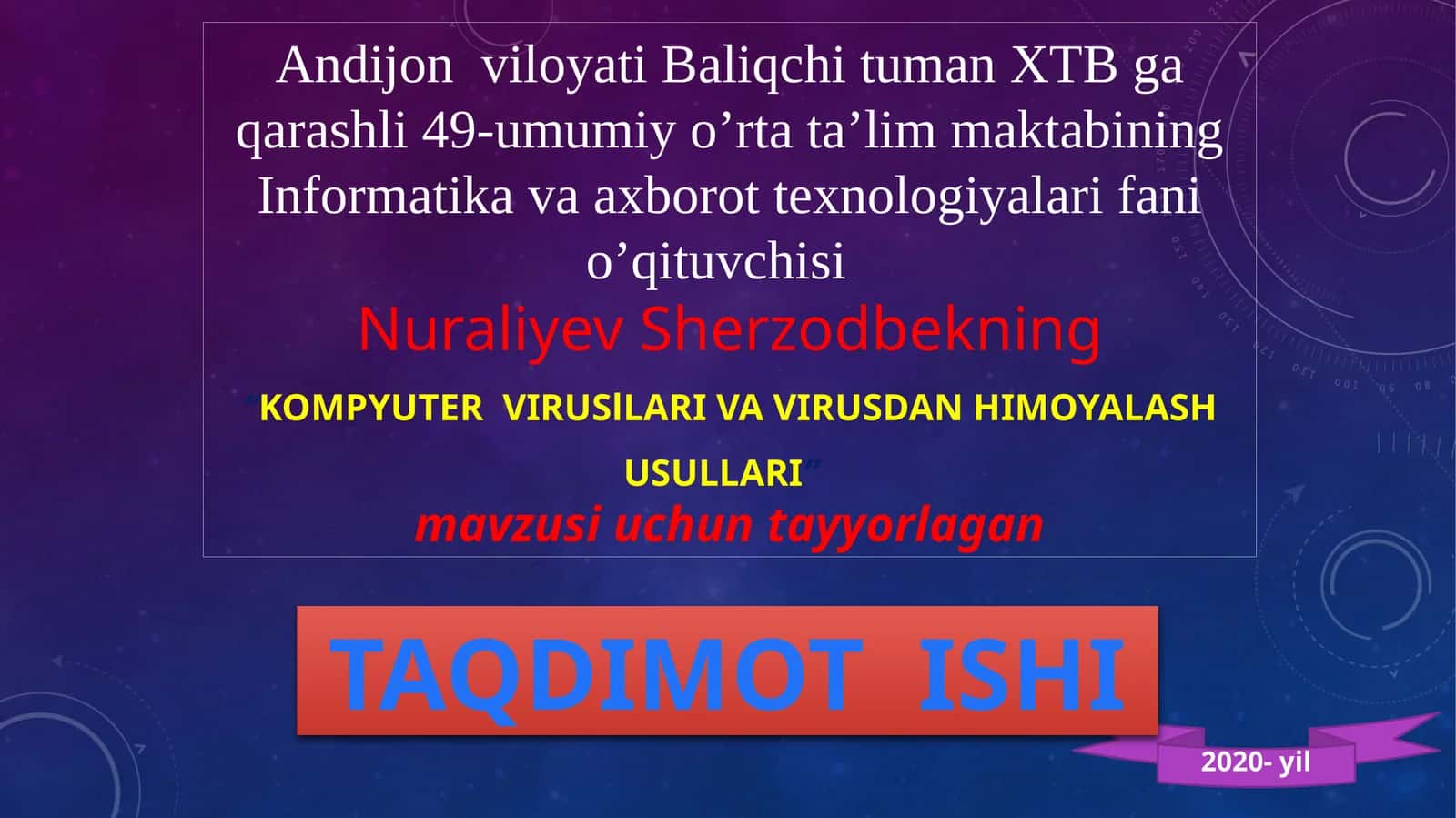 KOMPYUTER VIRUSLARI VA VIRUSDAN HIMOYALASH USULLARI 1