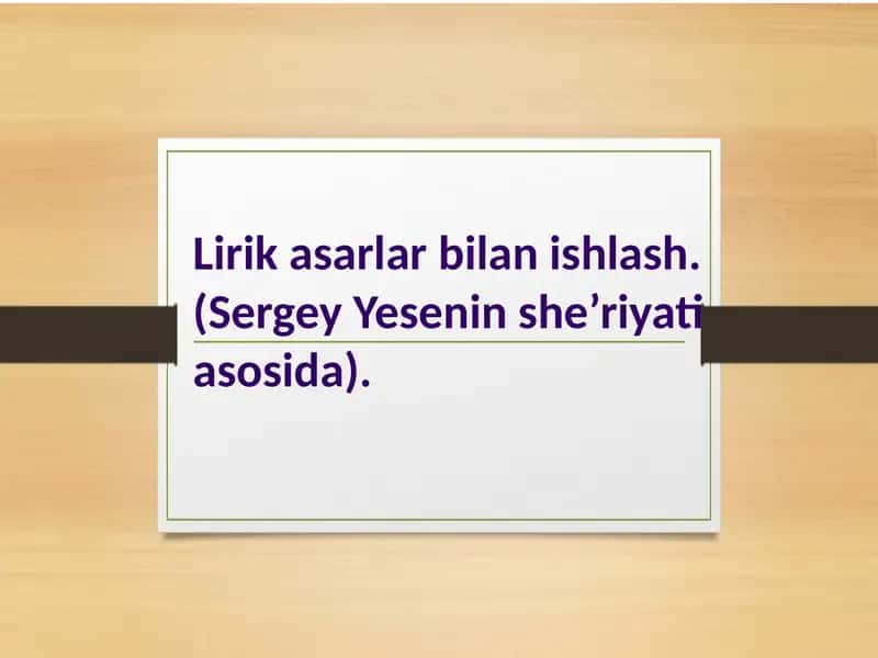 Lirik asarlar bilanishlash 1