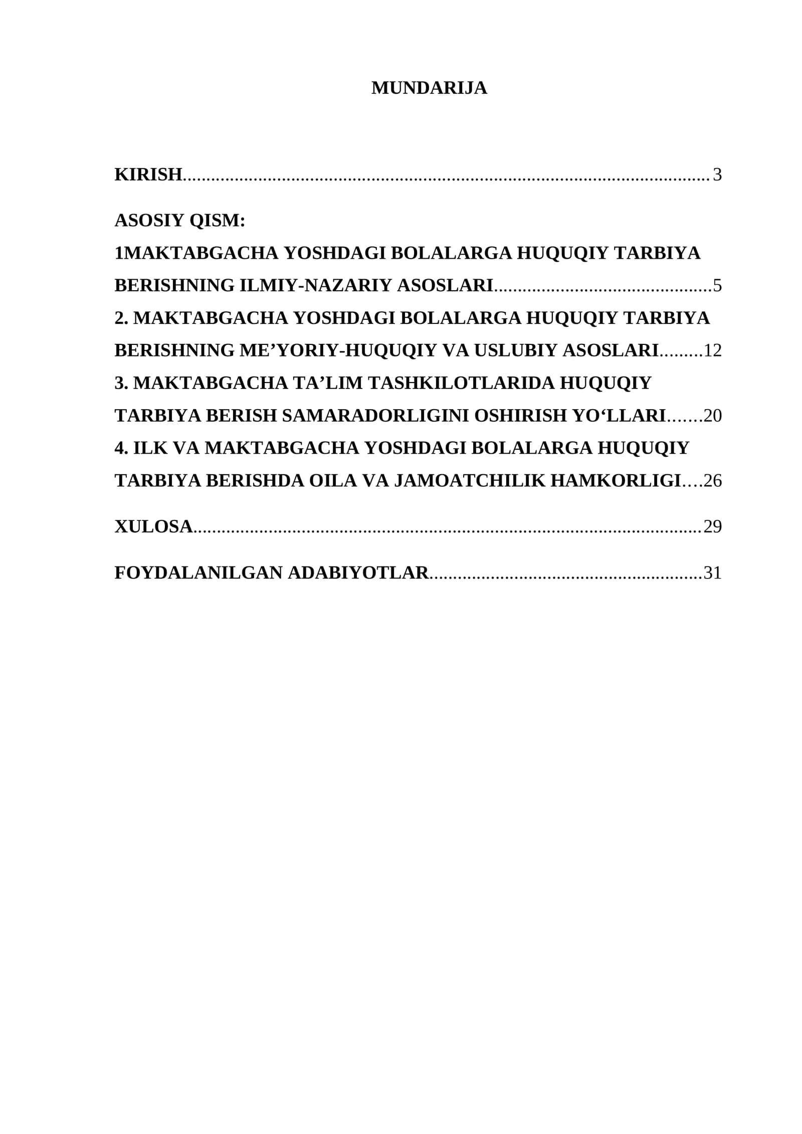 Ilk va maktabgacha yoshdagi bolalarga huquqiy tarbiya berishning mazmuni, shakl, metod va vositalari 1