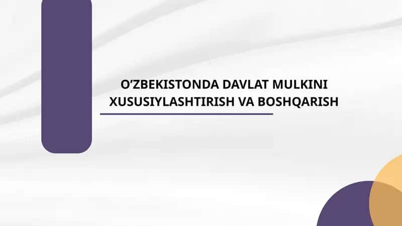O’zbekistonda davlat mulkini xususiylashtirish va boshqarish 1