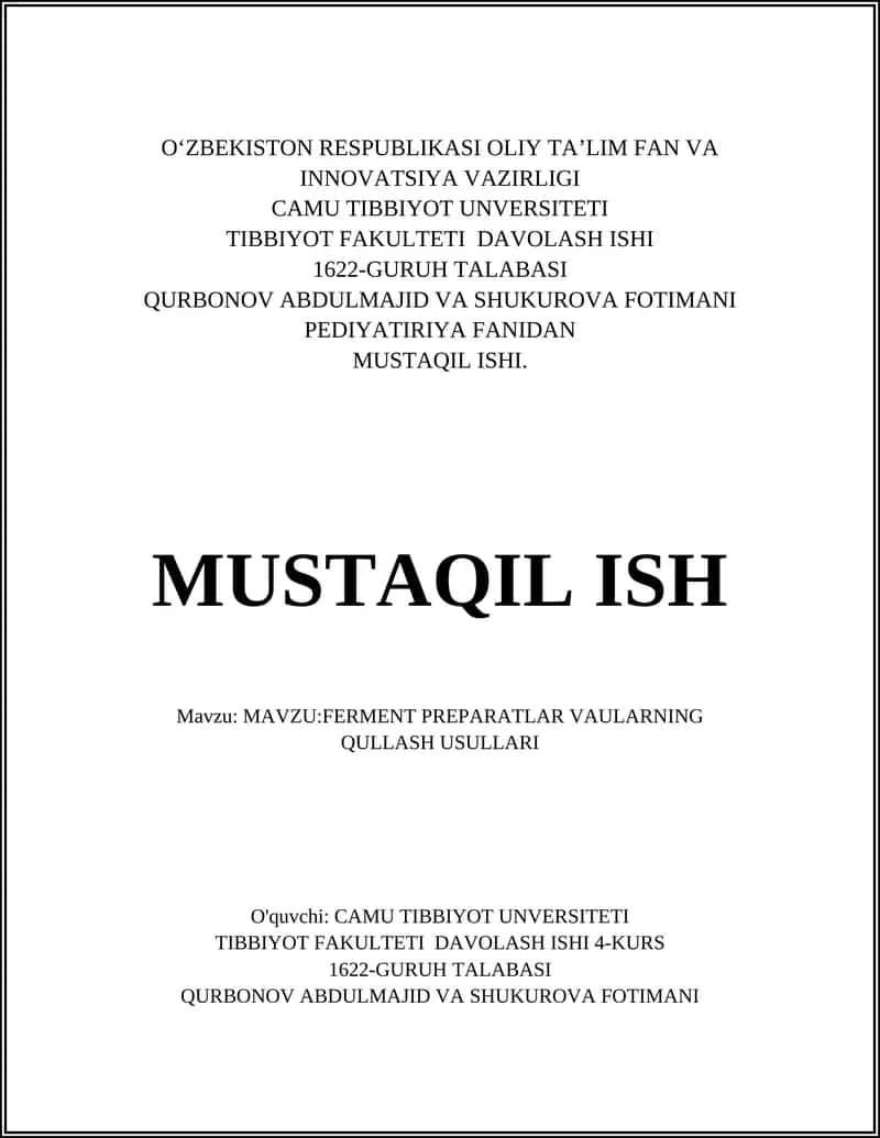 FERMENT PREPARATLAR VAULARNING QULLASH USULLARI 1