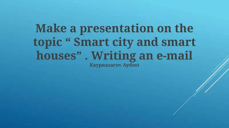 Smart City and Smart Houses Presentation 1