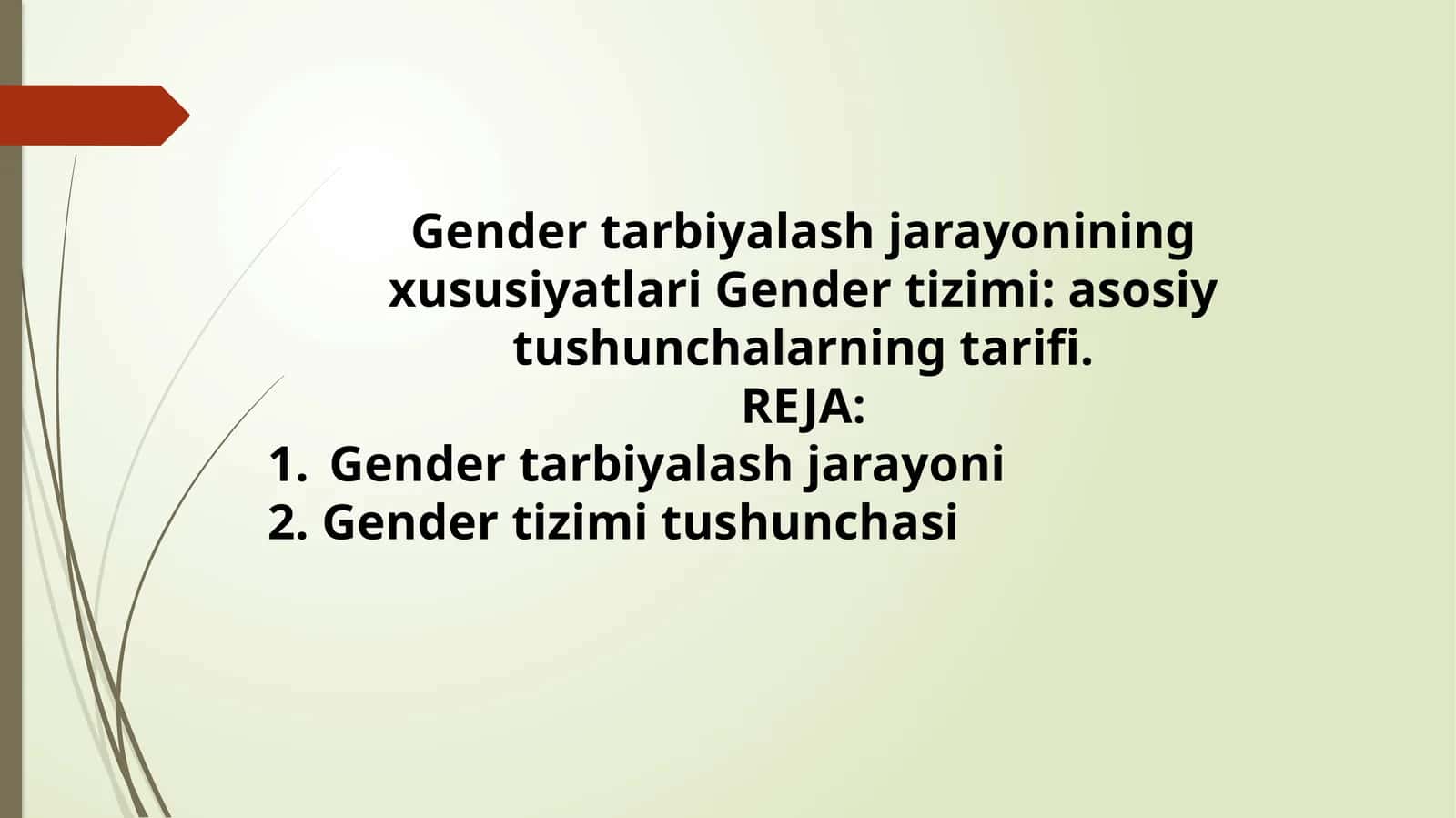 GENDER TARBIYA FANIDAN TAYYORLAGAN TAQDIMOTI 1