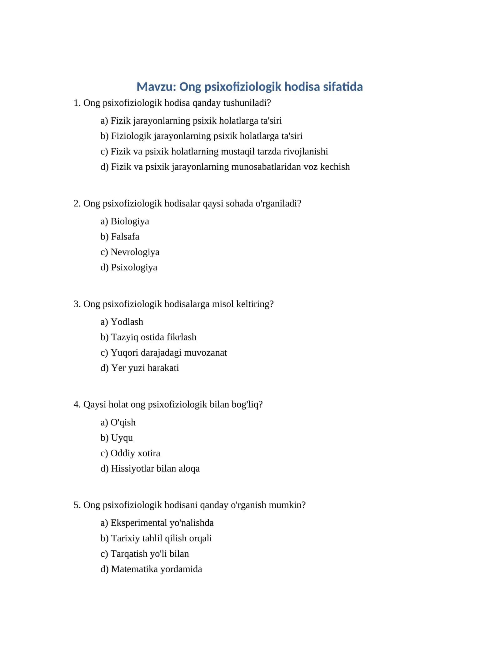 Ong psixofiziologik hodisa sifatida 1