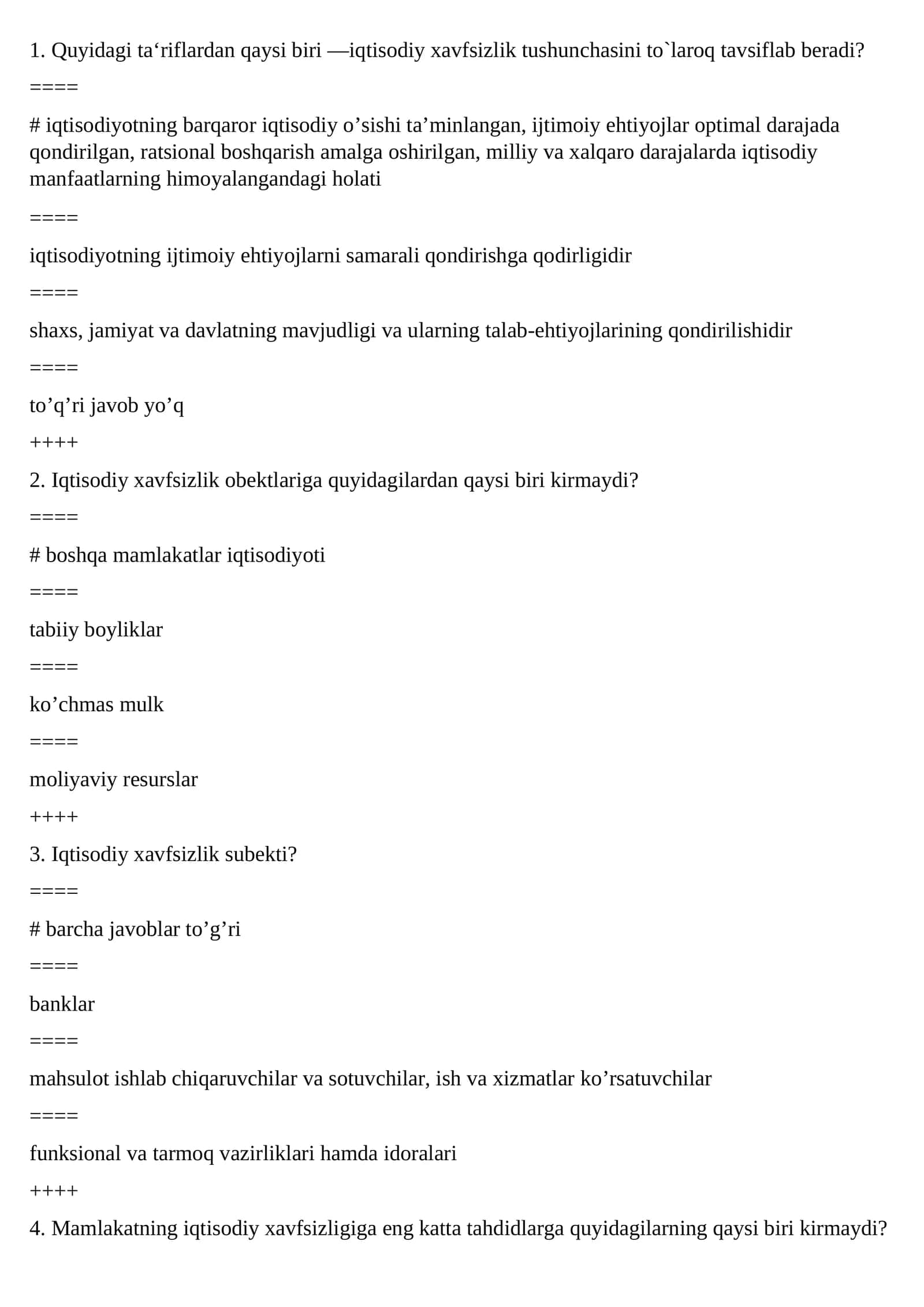 Mamlakatning iqtisodiy xavfsizligiga tahdidlar 1