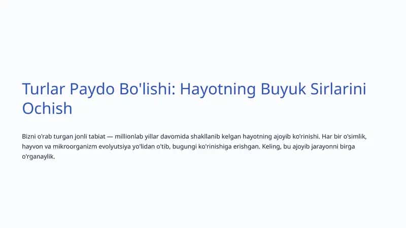 Evolyutsiya Nazariyasining Boshlanishi 1