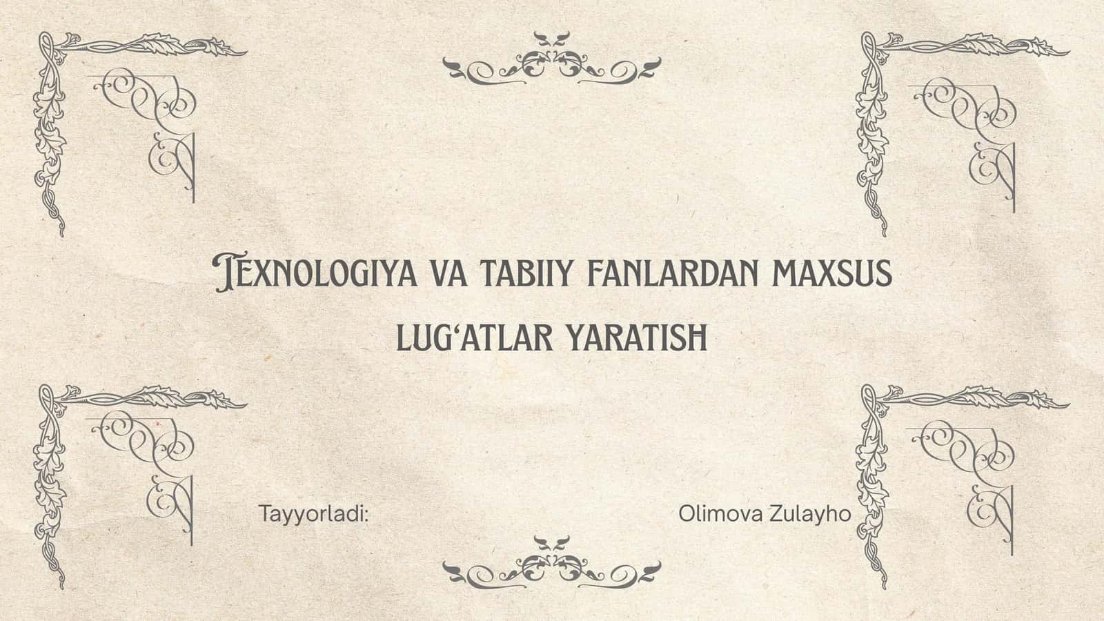 Maxsus lug‘atlar yaratish 1