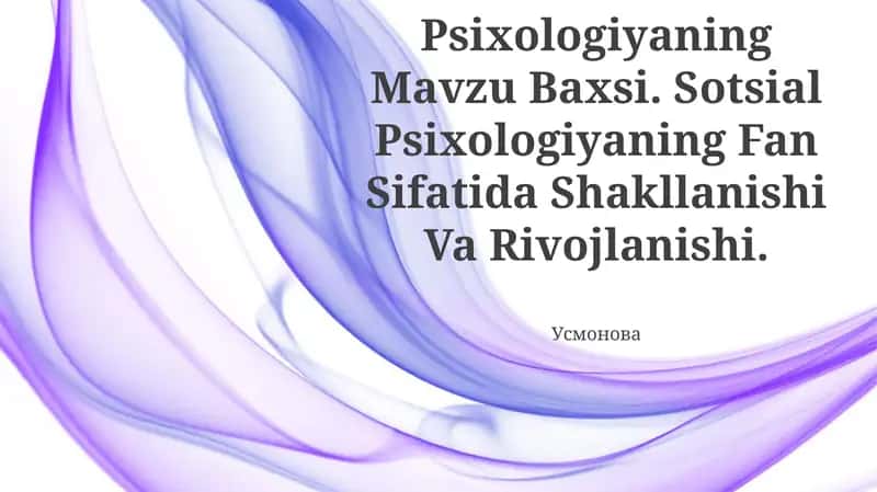 Sotsial Psixologiyaning Mavzu Baxsi 1