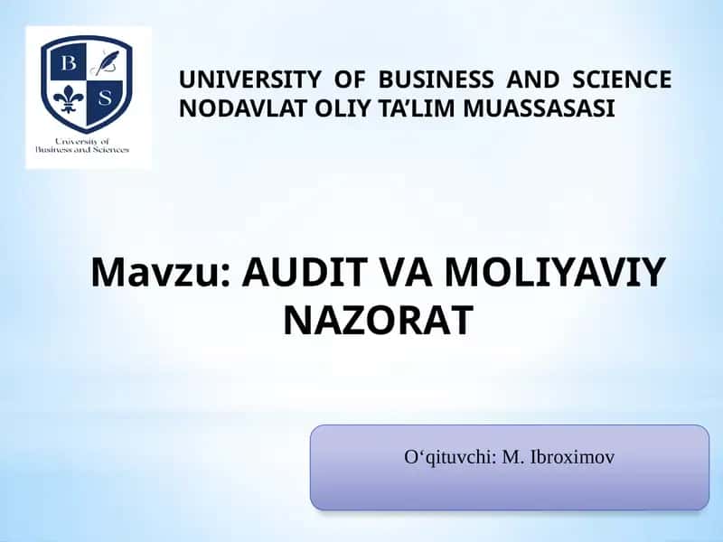 AUDIT VА MOLIYAVIY NАZORАT 1