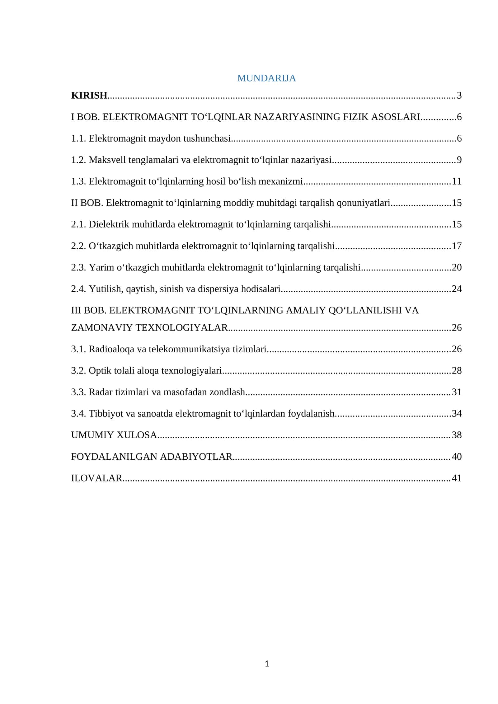 ELEKTROMAGNIT TO‘LQINLARNING AMALIY QO‘LLANILISHI VA ZAMONAVIY TEXNOLOGIYALAR 1