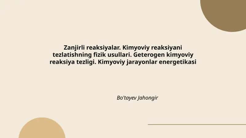 Zanjirli reaksiyalar 1