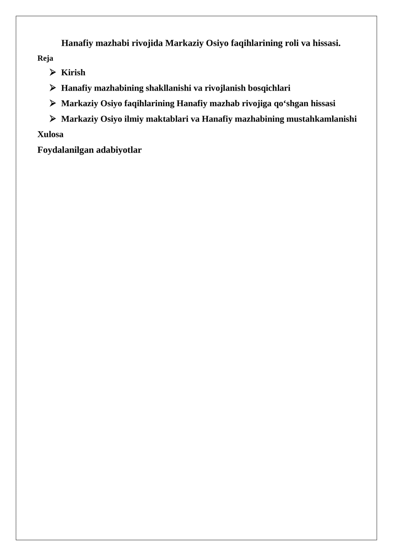 Hanafiy mazhabi rivojida Markaziy Osiyo faqihlarining roli va hissasi 1