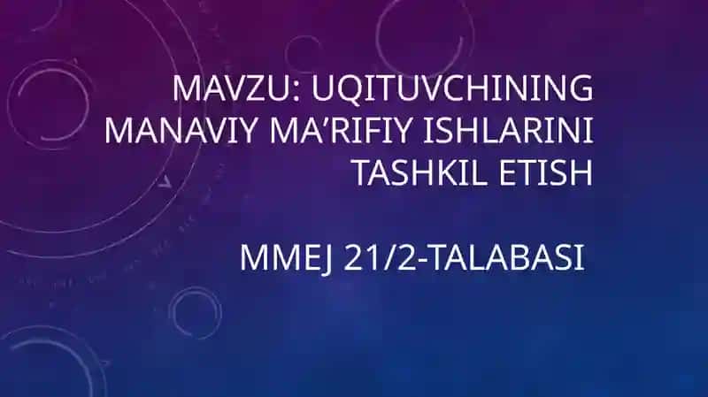 Ma`naviyat Asoslari Fanidan Darslar