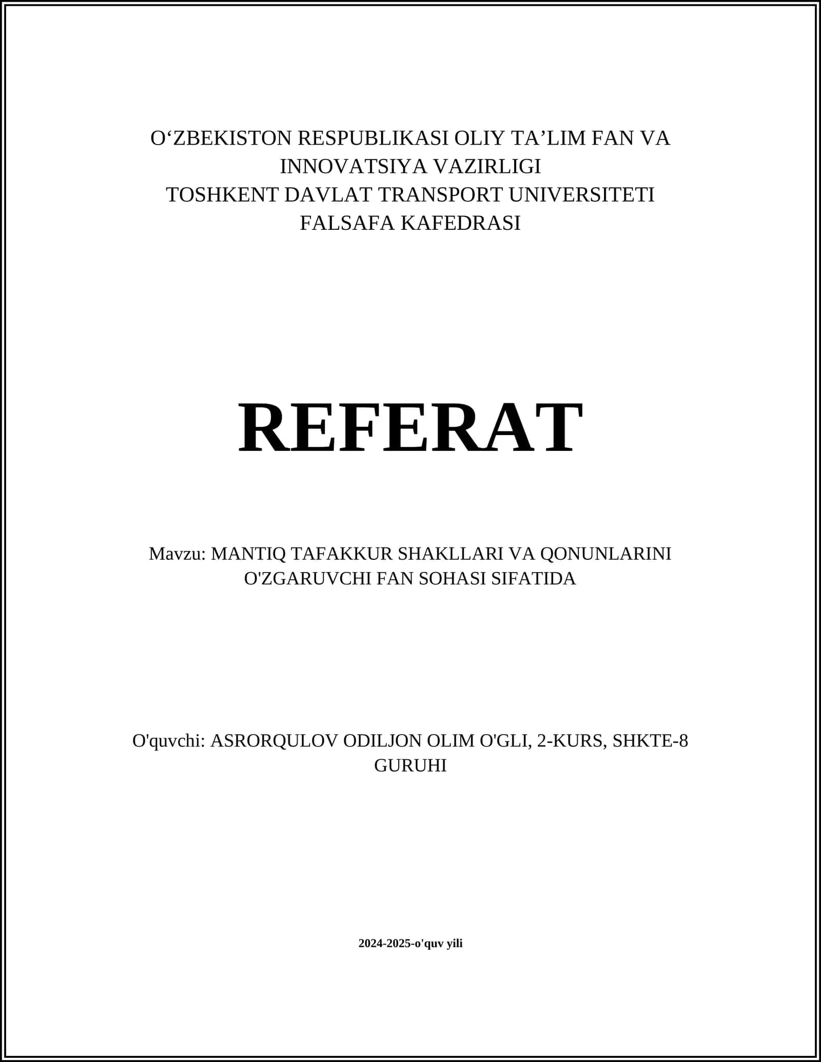 Mantiq tafakkur shakllari 1