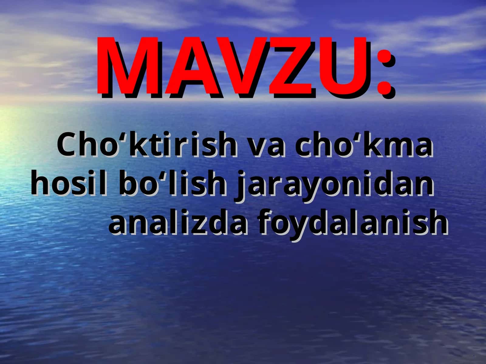CHO‘KTIRISH ASOSLARI 1